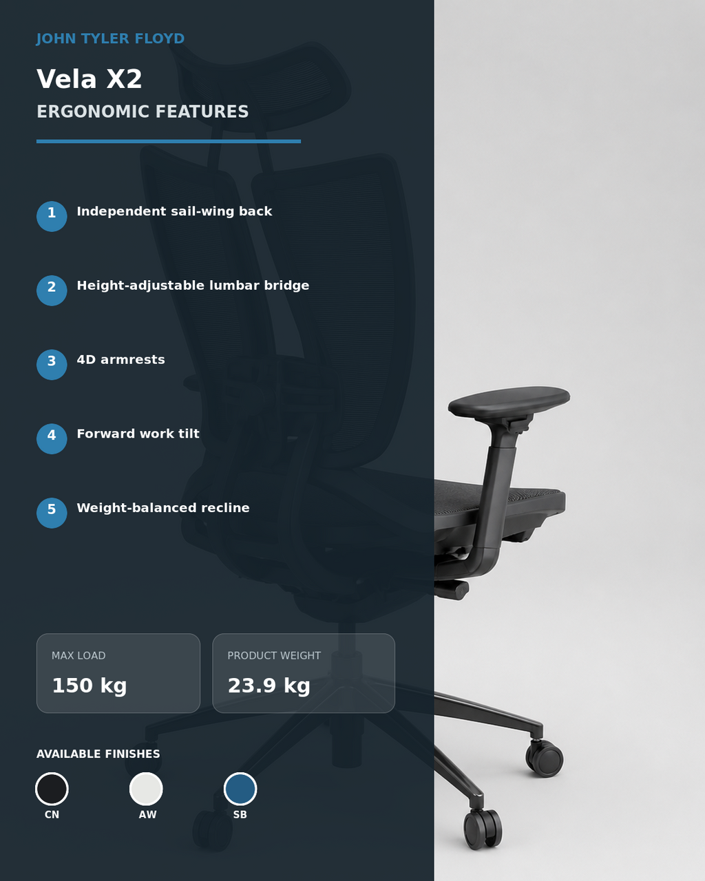 JOHN TYLER FLOYD AetherFrame Vela X2 Ergonomic Chair