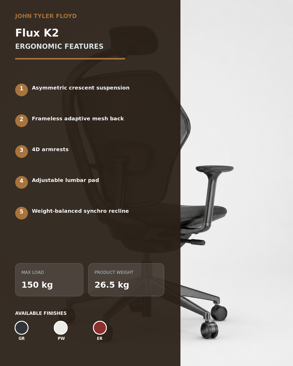 JOHN TYLER FLOYD KineticArc Flux K2 Ergonomic Chair