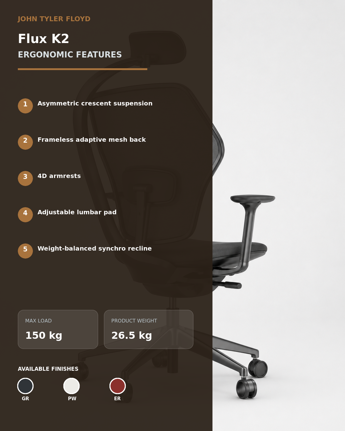 JOHN TYLER FLOYD KineticArc Flux K2 Ergonomic Chair