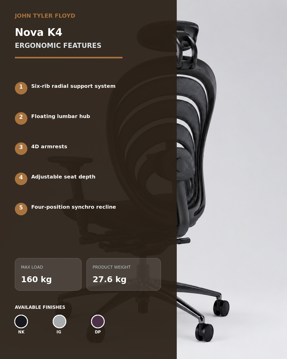 JOHN TYLER FLOYD KineticArc Nova K4 Ergonomic Chair